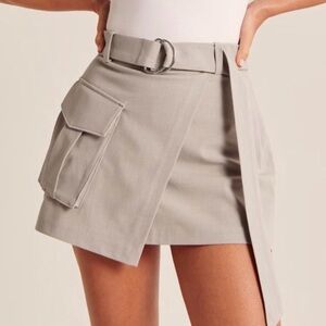 Abercrombie & Fitch Cargo Wrap Skort Skirt Beige Utility Mini Size L